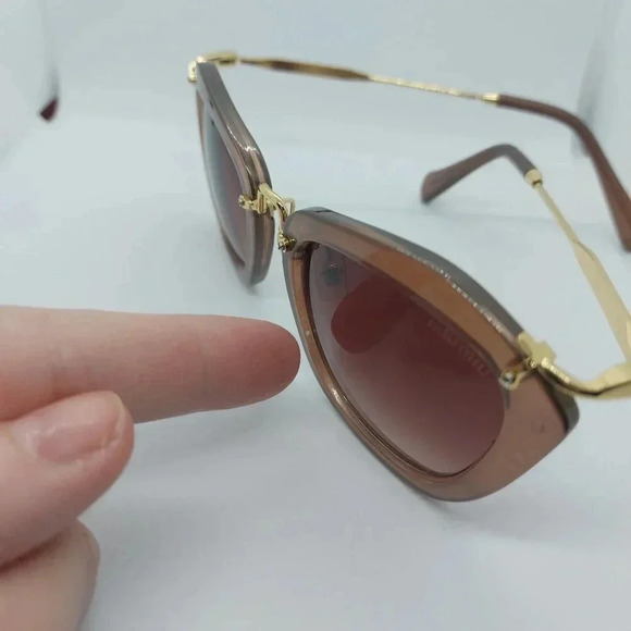 Fashion Brown and Gold Cat  Eye sunglasses - Picture 3 of 12